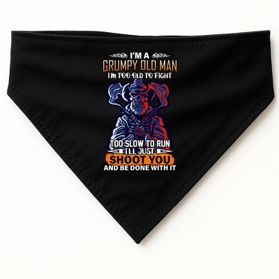 Grumpy Old Man Too Old To Fight Run I'll Just Shoot You USA-Made Doggie Bandana