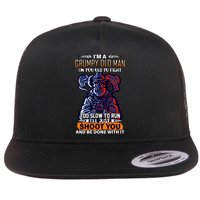 Grumpy Old Man Too Old To Fight Run I'll Just Shoot You Flat Bill Trucker Hat