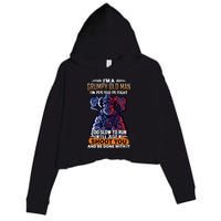 Grumpy Old Man Too Old To Fight Run I'll Just Shoot You Crop Fleece Hoodie