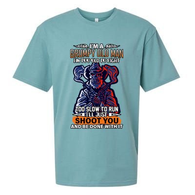 Grumpy Old Man Too Old To Fight Run I'll Just Shoot You Sueded Cloud Jersey T-Shirt