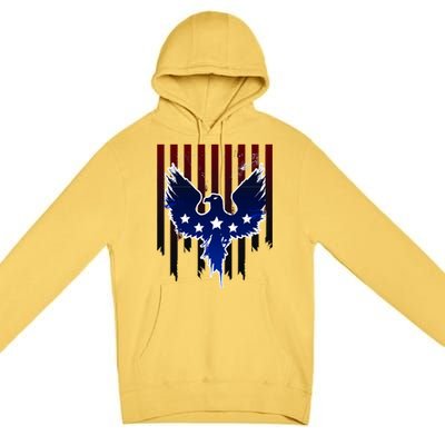 Grunge American Eagle USA Flag Premium Pullover Hoodie