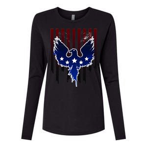 Grunge American Eagle USA Flag Womens Cotton Relaxed Long Sleeve T-Shirt