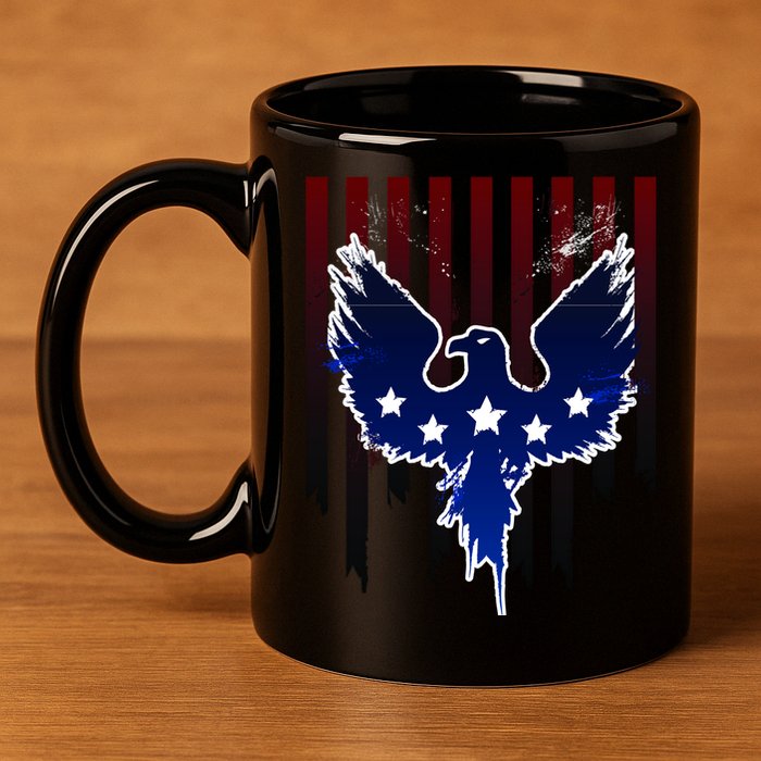 Grunge American Eagle USA Flag 11oz C Handle Ceramic Mug