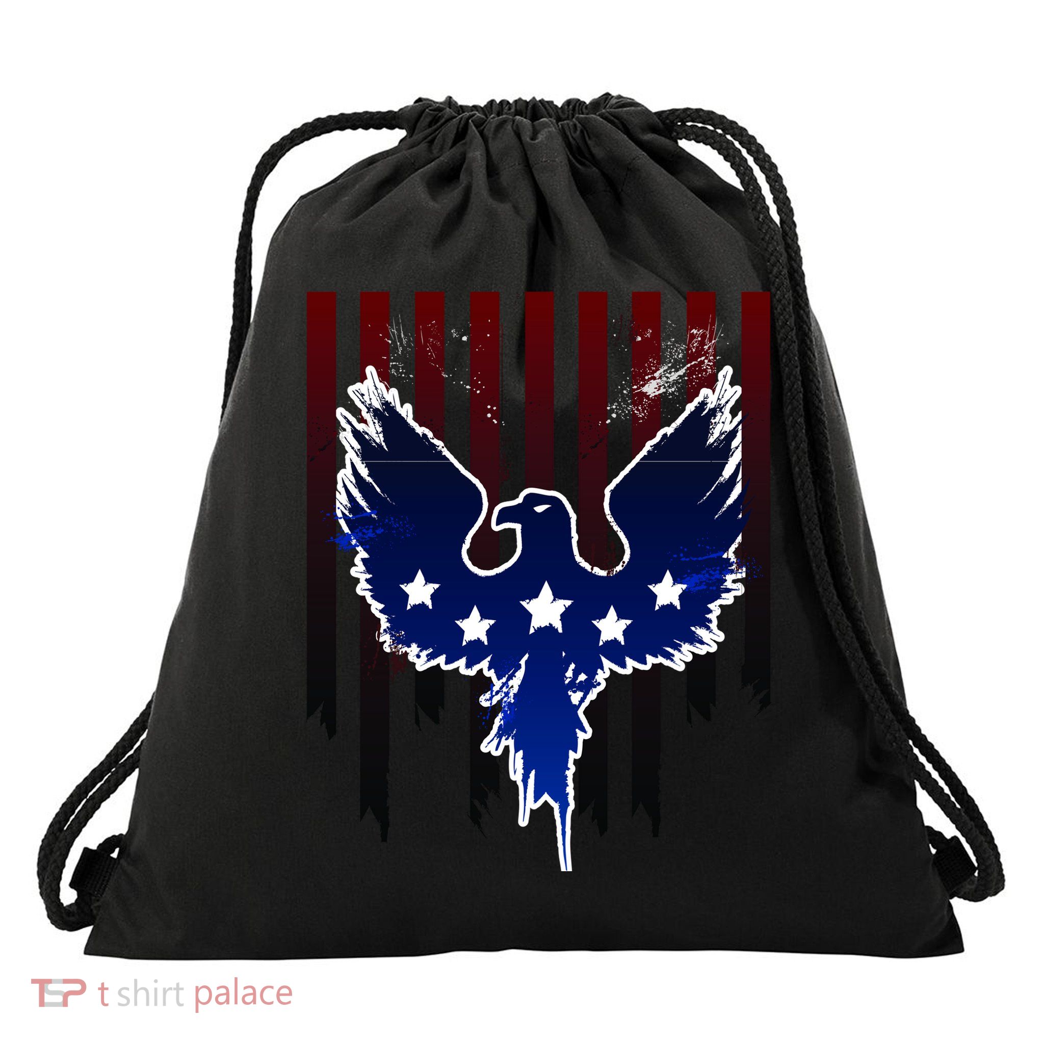 Grunge American Eagle USA Flag Drawstring Bag