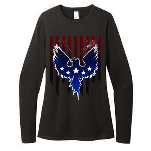 Grunge American Eagle USA Flag Womens CVC Long Sleeve Shirt