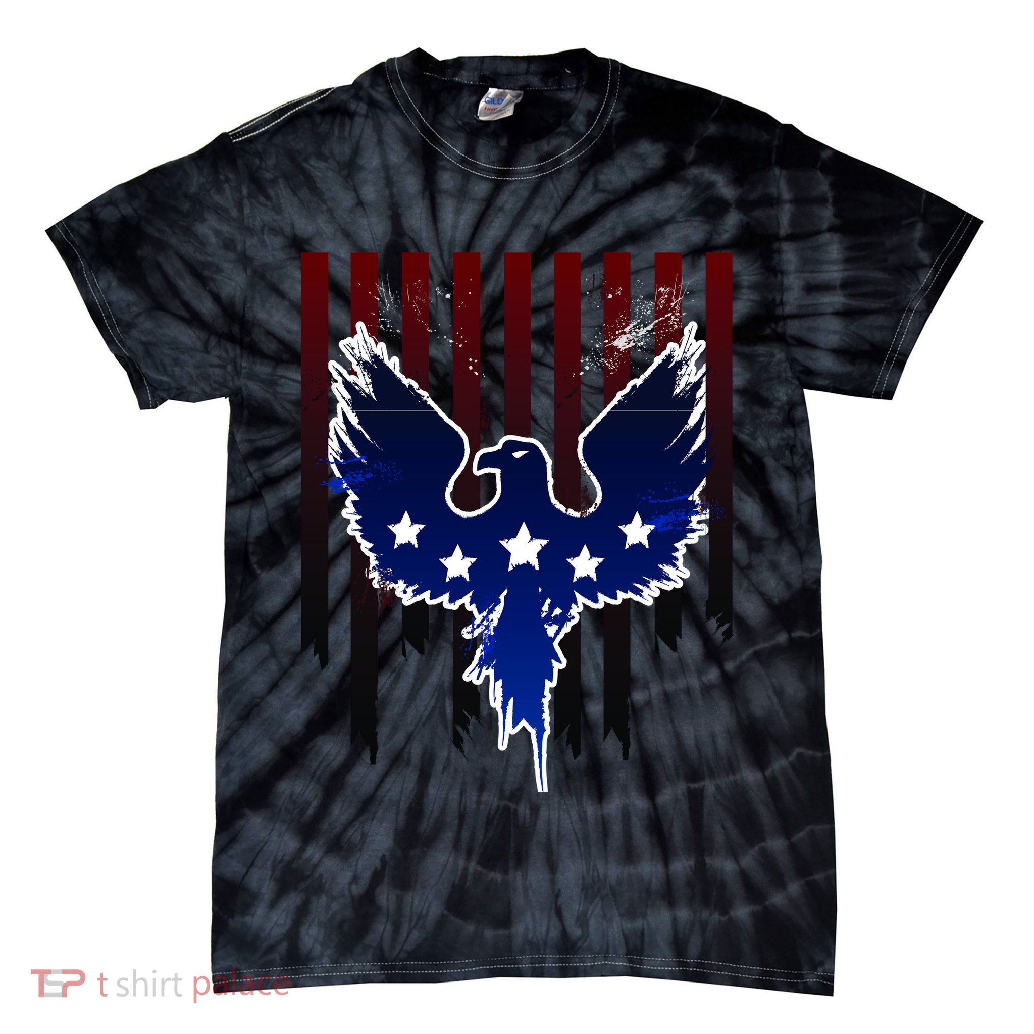 Grunge American Eagle USA Flag Tie-Dye T-Shirt