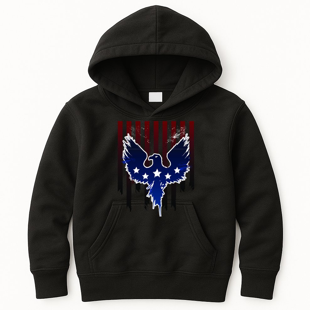 Grunge American Eagle USA Flag Kids Hoodie