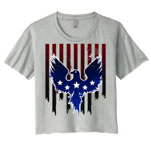 Grunge American Eagle USA Flag Women's Crop Top Tee