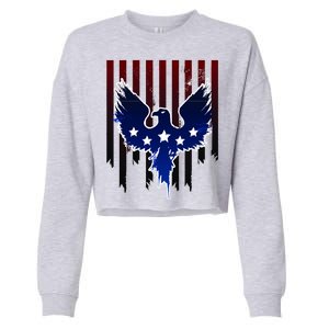 Grunge American Eagle USA Flag Cropped Pullover Crew