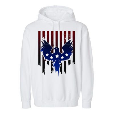 Grunge American Eagle USA Flag Garment-Dyed Fleece Hoodie