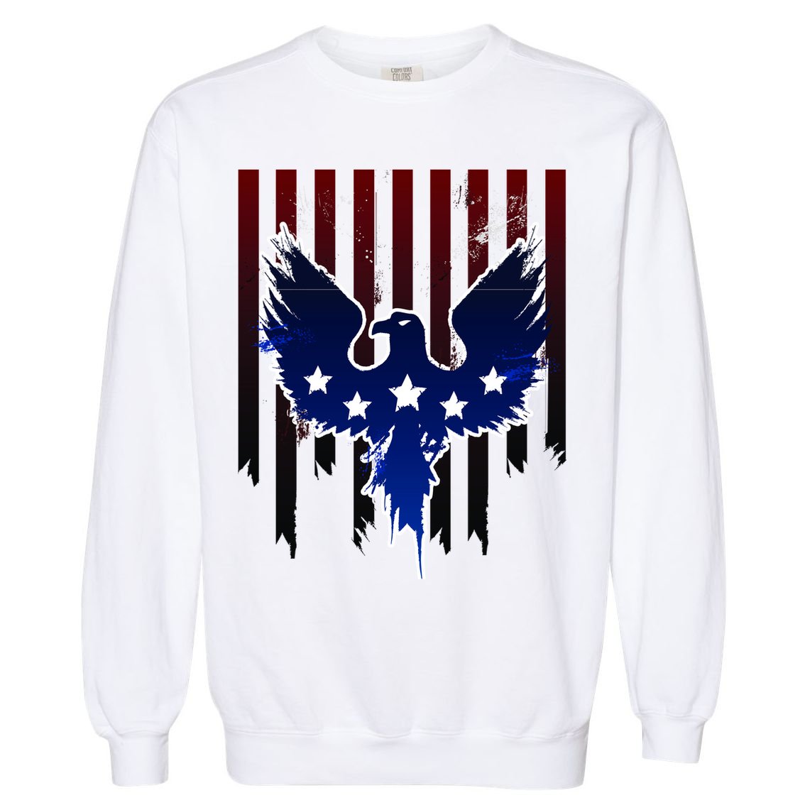 Grunge American Eagle USA Flag Garment-Dyed Sweatshirt