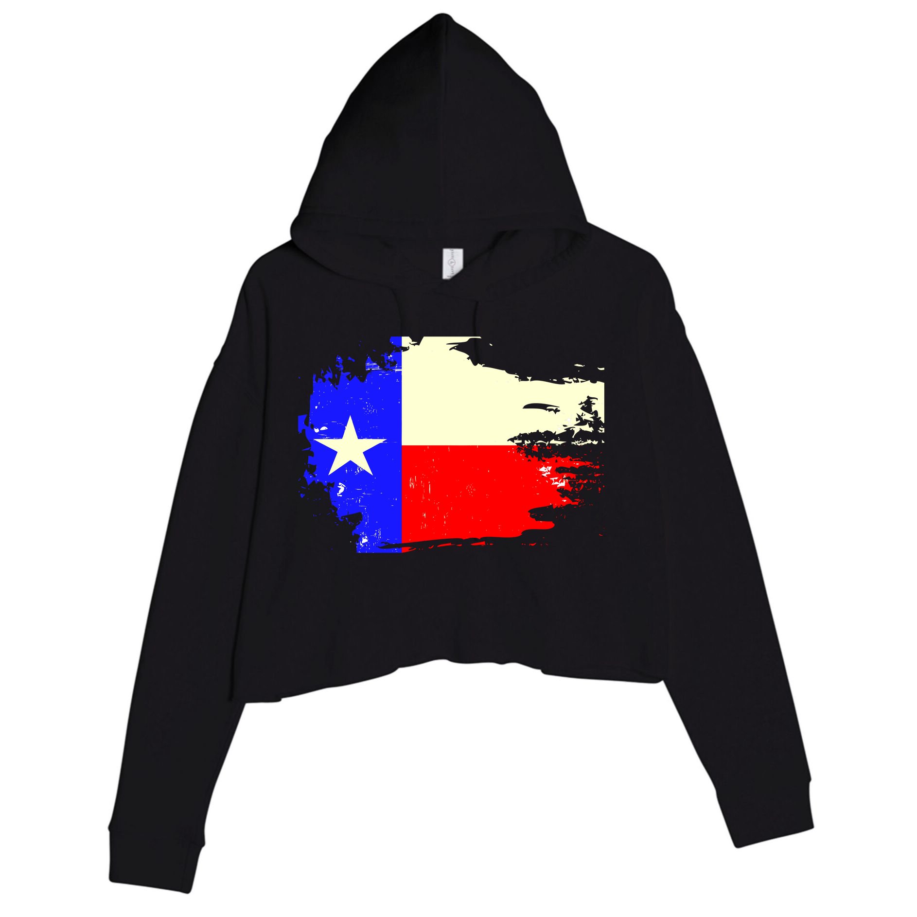 Grunge Texas Flag Crop Fleece Hoodie