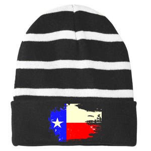 Grunge Texas Flag Striped Beanie with Solid Band