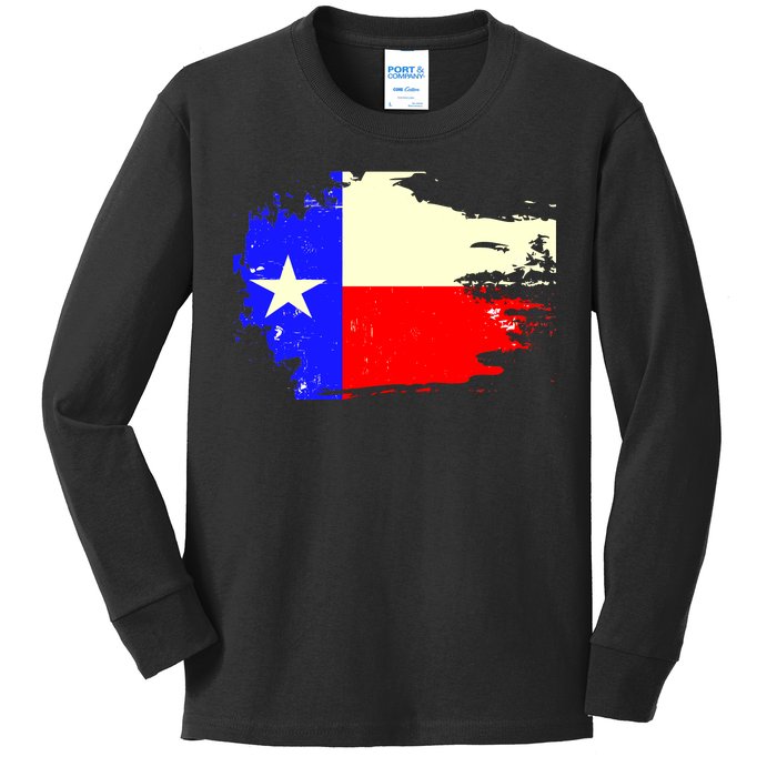 Grunge Texas Flag Kids Long Sleeve Shirt