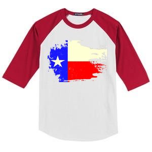 Grunge Texas Flag Kids Colorblock Raglan Jersey