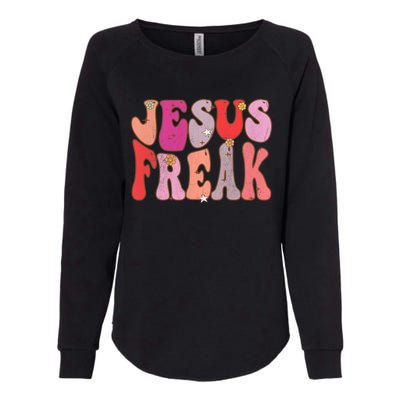 Groovy Retro Vintage Jesus Freak Funny Love Christian Womens California Wash Sweatshirt