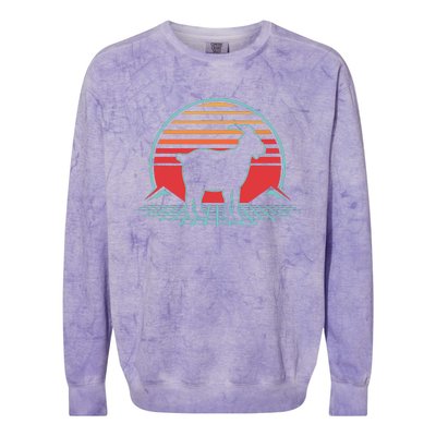 Goat Retro Vintage 80s Style Farm Animal Lover Gift Colorblast Crewneck Sweatshirt