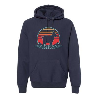 Goat Retro Vintage 80s Style Farm Animal Lover Gift Premium Hoodie