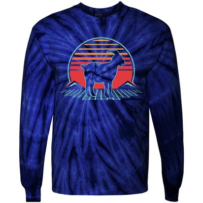 Goat Retro Vintage 80s Style Farm Animal Lover Gift Tie-Dye Long Sleeve Shirt