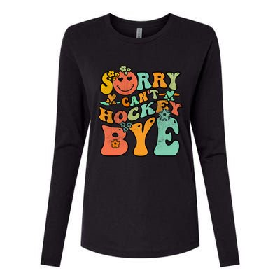 Groovy Retro Vintage Sorry Cant Hockey Bye Gift Womens Cotton Relaxed Long Sleeve T-Shirt