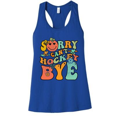 Groovy Retro Vintage Sorry Cant Hockey Bye Gift Women's Racerback Tank