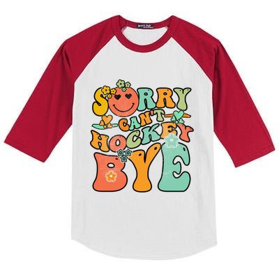 Groovy Retro Vintage Sorry Cant Hockey Bye Gift Kids Colorblock Raglan Jersey