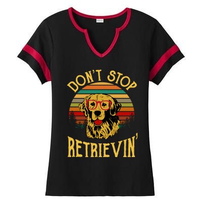 Golden Retriever Vintage Dont Stop Retrievin Golden Lovers Funny Gift Ladies Halftime Notch Neck Tee