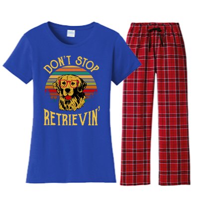 Golden Retriever Vintage Dont Stop Retrievin Golden Lovers Funny Gift Women's Flannel Pajama Set