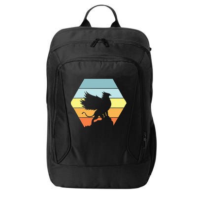 Griffin Retro Vintage Sunset Lion Eagle Mythical Creature City Backpack