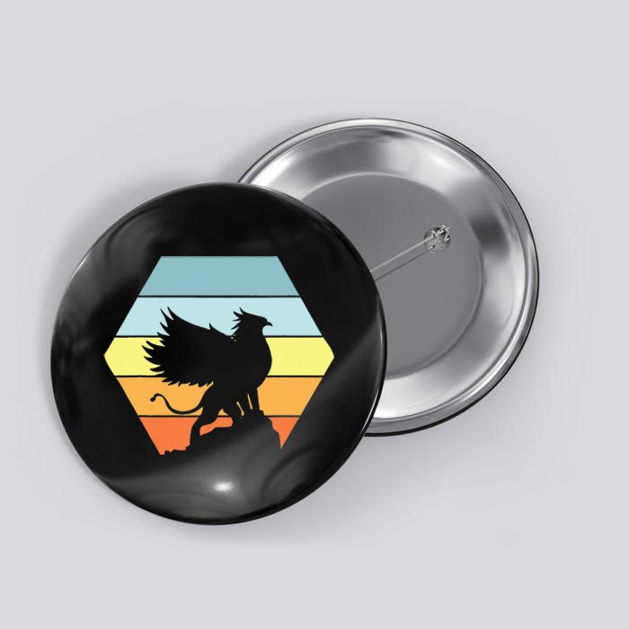 Griffin Retro Vintage Sunset Lion Eagle Mythical Creature Button