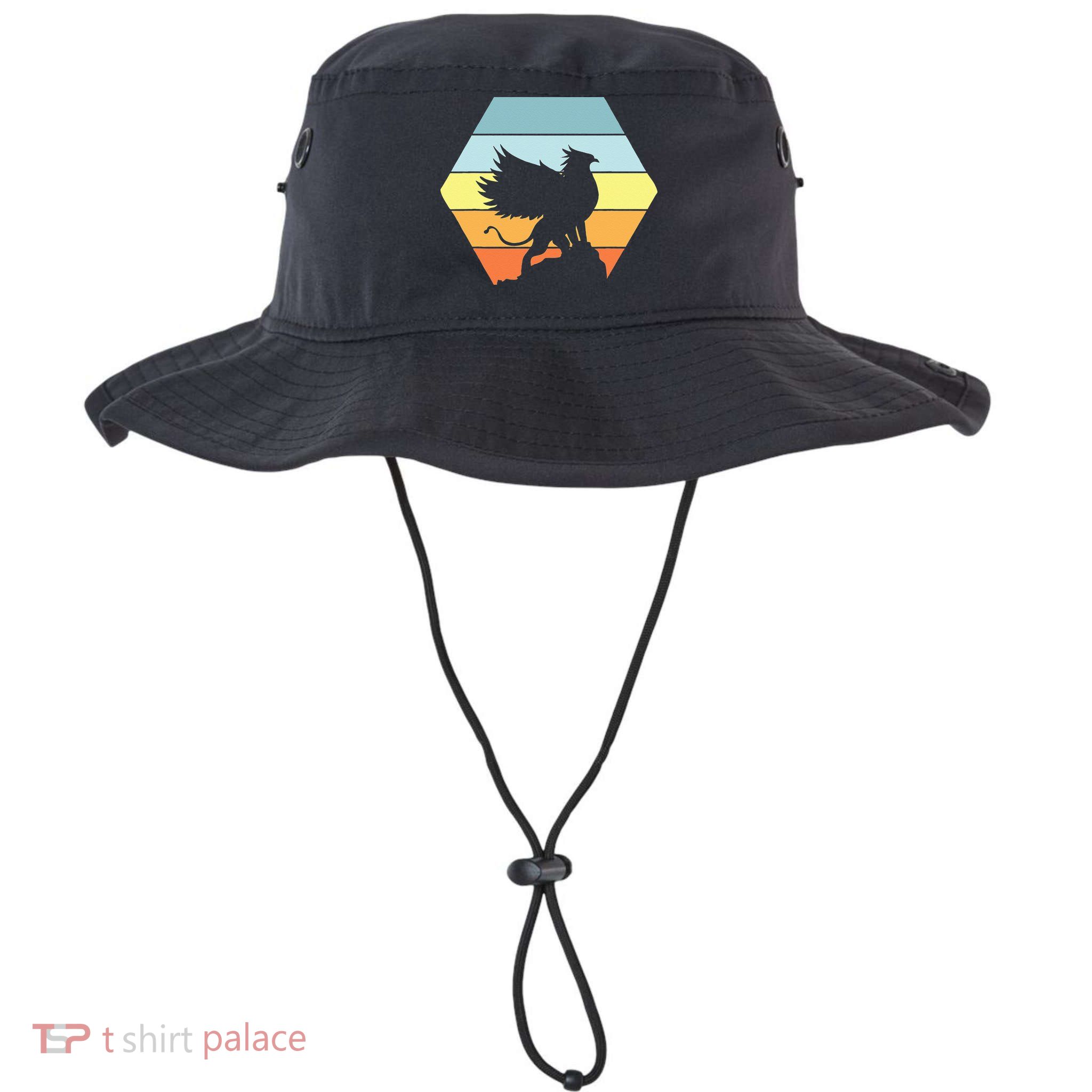 Griffin Retro Vintage Sunset Lion Eagle Mythical Creature Bucket Hat