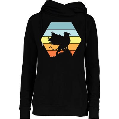 Griffin Retro Vintage Sunset Lion Eagle Mythical Creature Womens Funnel Neck Pullover Hood
