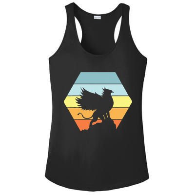 Griffin Retro Vintage Sunset Lion Eagle Mythical Creature Ladies PosiCharge Competitor Racerback Tank