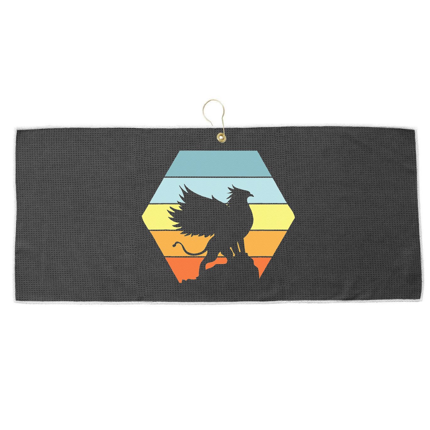 Griffin Retro Vintage Sunset Lion Eagle Mythical Creature Large Microfiber Waffle Golf Towel