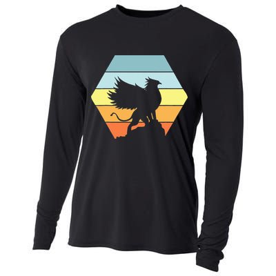 Griffin Retro Vintage Sunset Lion Eagle Mythical Creature Cooling Performance Long Sleeve Crew