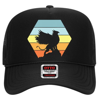 Griffin Retro Vintage Sunset Lion Eagle Mythical Creature Trucker Hat