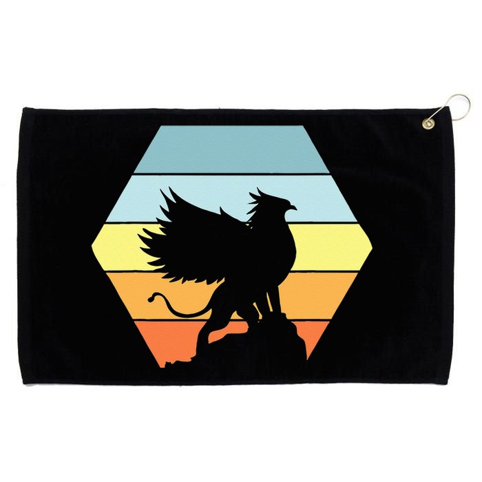 Griffin Retro Vintage Sunset Lion Eagle Mythical Creature Grommeted Golf Towel