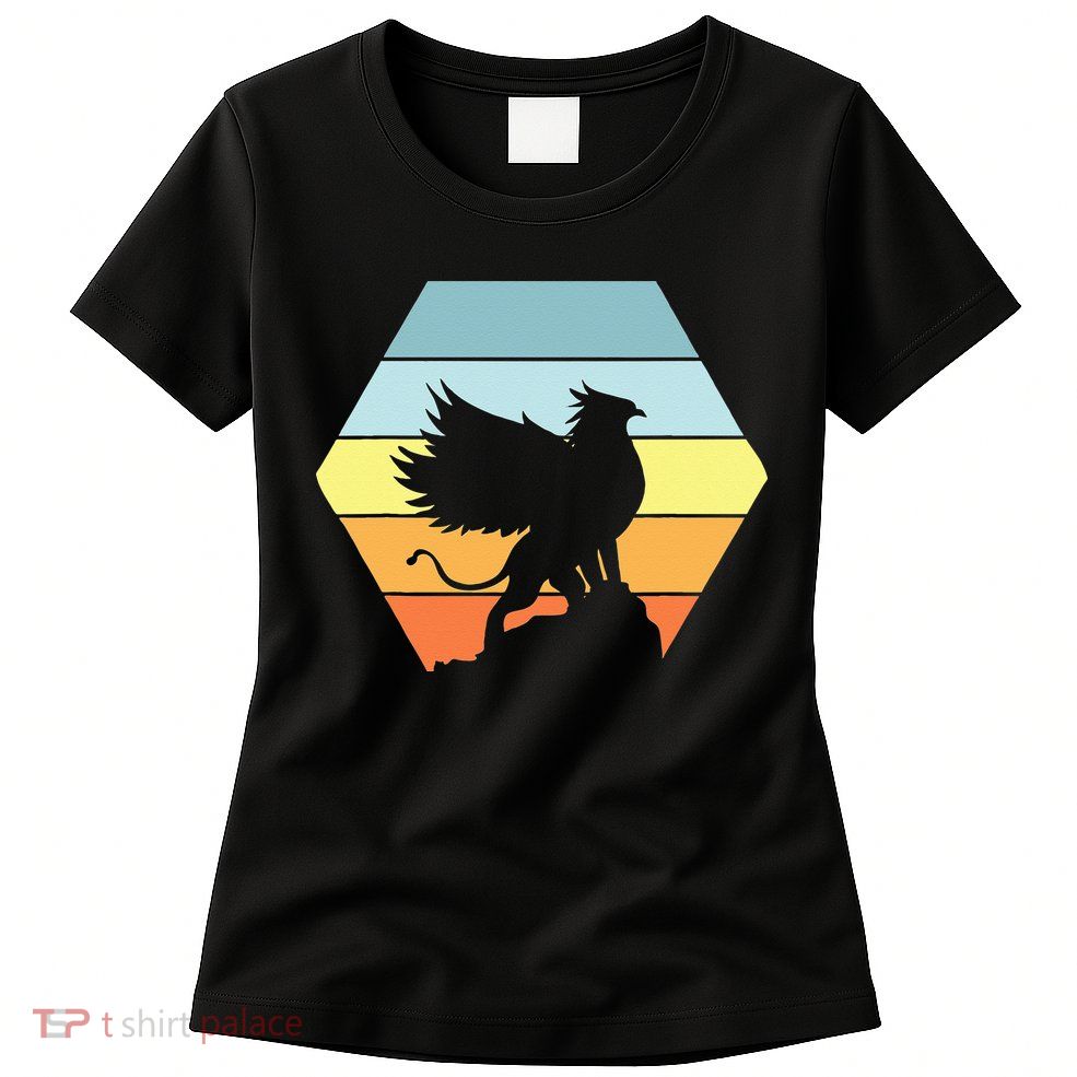 Griffin Retro Vintage Sunset Lion Eagle Mythical Creature Womens T-Shirt