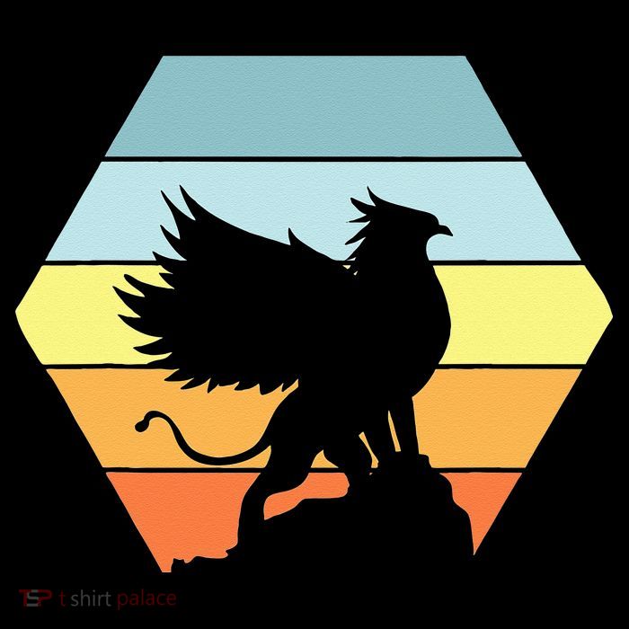 Griffin Retro Vintage Sunset Lion Eagle Mythical Creature Womens T-Shirt
