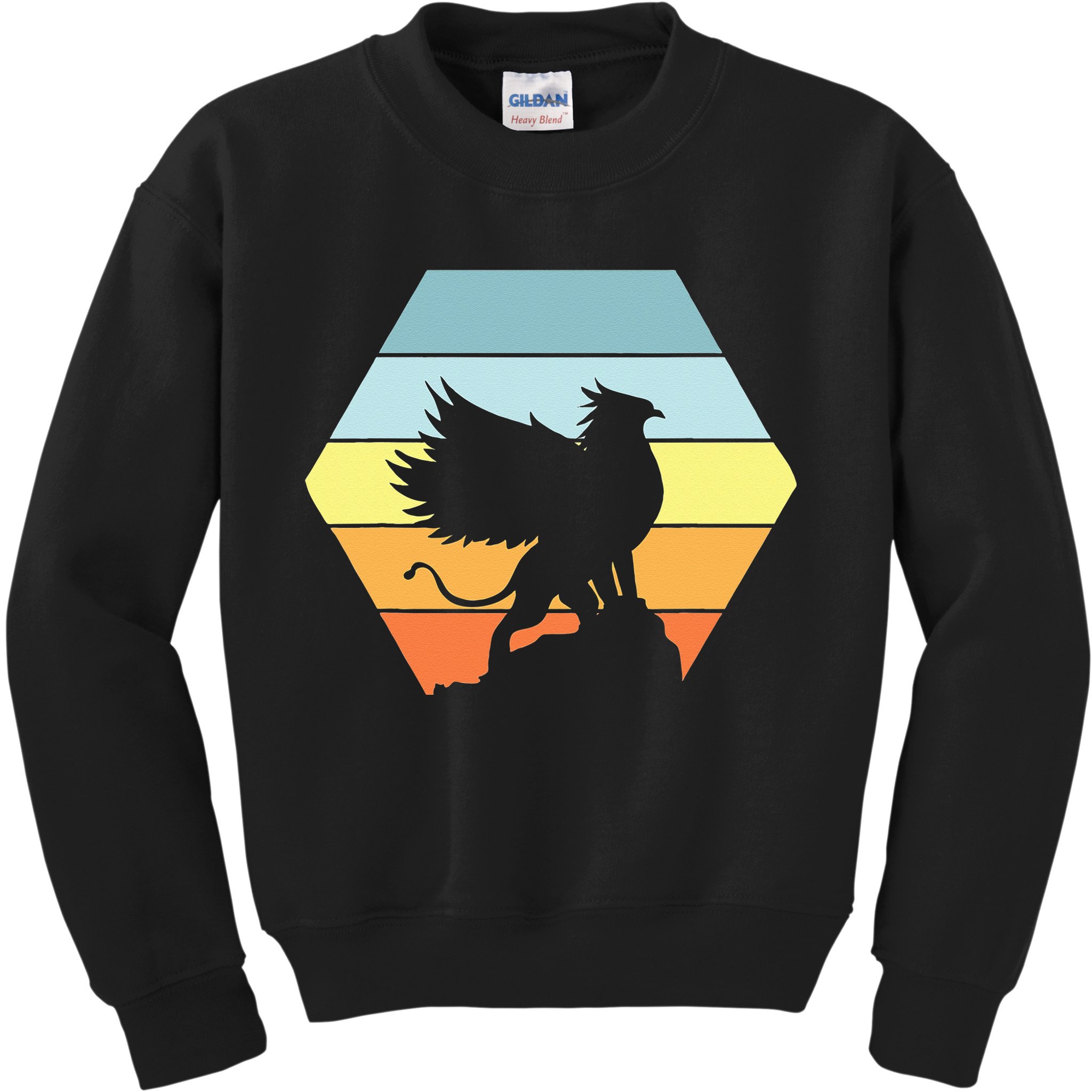 Griffin Retro Vintage Sunset Lion Eagle Mythical Creature Kids Sweatshirt
