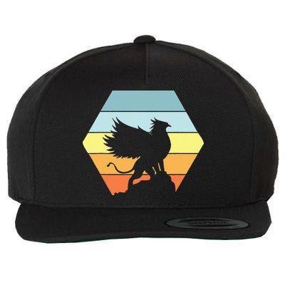 Griffin Retro Vintage Sunset Lion Eagle Mythical Creature Wool Snapback Cap