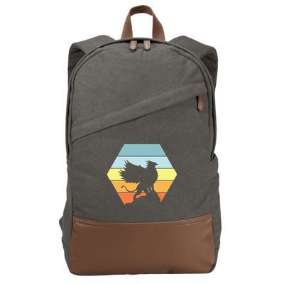 Griffin Retro Vintage Sunset Lion Eagle Mythical Creature Cotton Canvas Backpack