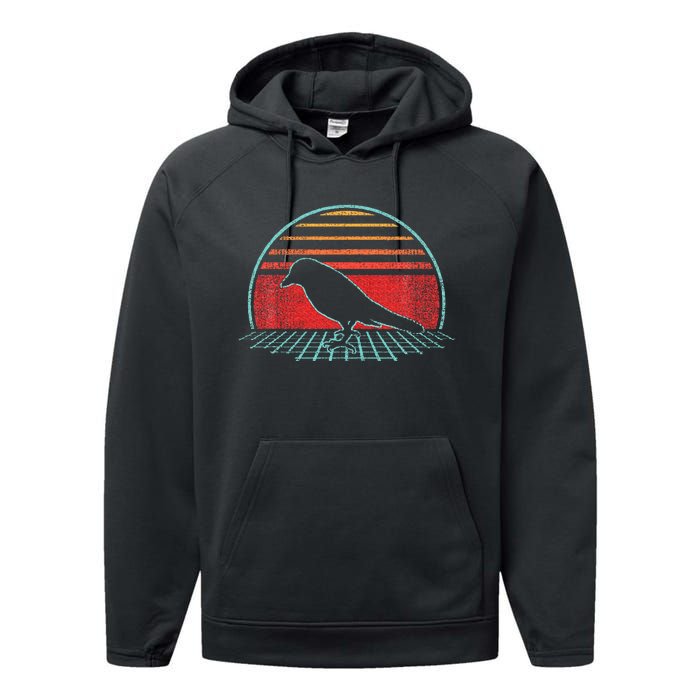 Grackle Retro Vintage 80s Style Performance Fleece Hoodie