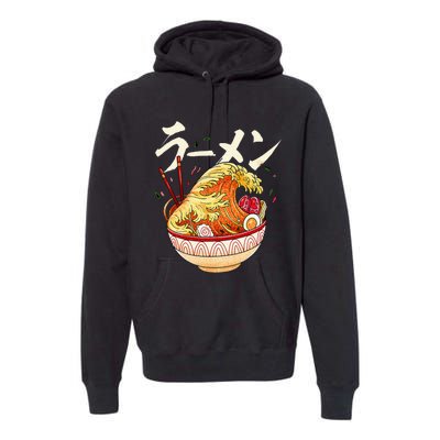 Great Ramen Wave Of Kanagawa Japanese Noodles Udon Kanji Premium Hoodie