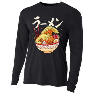 Great Ramen Wave Of Kanagawa Japanese Noodles Udon Kanji Cooling Performance Long Sleeve Crew