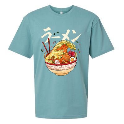 Great Ramen Wave Of Kanagawa Japanese Noodles Udon Kanji Sueded Cloud Jersey T-Shirt