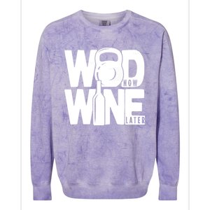 Gym Rats Wod Now Wine Later Gift Colorblast Crewneck Sweatshirt