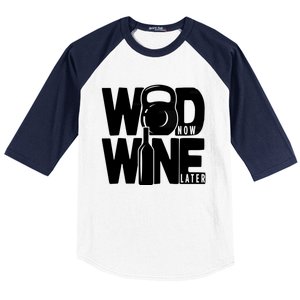 Gym Rats Wod Now Wine Later Gift Baseball Sleeve Shirt