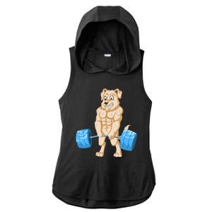 Golden Retriver Weightlifting Ladies PosiCharge Tri-Blend Wicking Draft Hoodie Tank