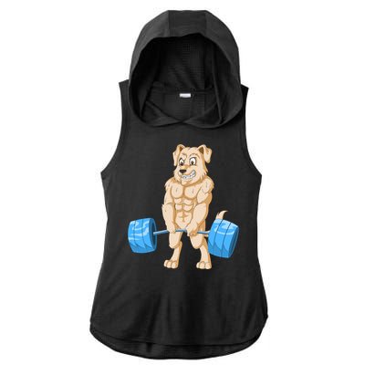 Golden Retriver Weightlifting Ladies PosiCharge Tri-Blend Wicking Draft Hoodie Tank